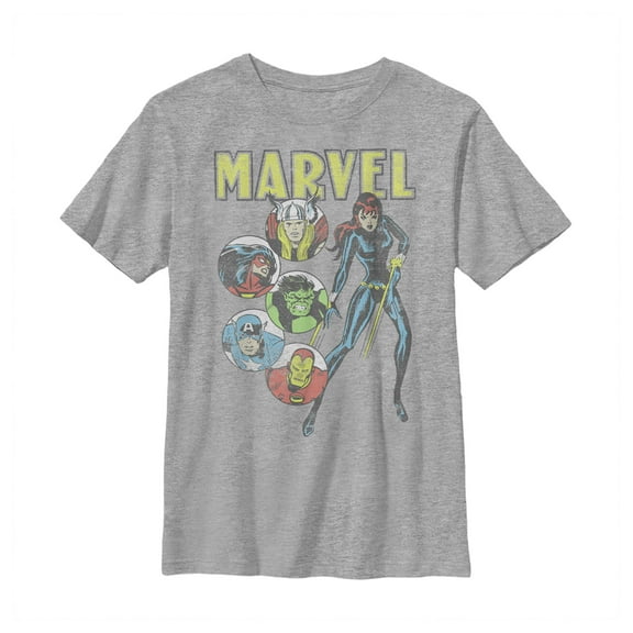 Boy's Marvel Avengers Vintage Portraits  Graphic Tee Athletic Heather Medium