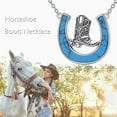 thumbnail image 3 of Cowgirl Boots and Hat Necklace Sterling Silver Western Wild West Cowgirl Texas Boot Horse Lover Gift, 3 of 10