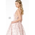 thumbnail image 3 of Women's Elizabeth K Glitter Illusion V Neck Dress Gl2897 Blush Pink Size M, 3 of 5