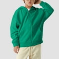 thumbnail image 6 of Caqnni Boys Little Girls Hoodies Hooded Sweatshirts Solid Polar Fleece Jacket Hoodie Classic Full Zipper Top Plush Cotton Fall Winter Coat (A011-Green,5-6 Years), 6 of 6