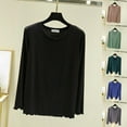 thumbnail image 1 of Dagugfen Pyjamas d'Automne pour Femmes Mignon Nœud Manches Longues Col Rond Ourlet Irrégulier Couche de Base Vêtements de Nuit Chemises, 1 of 9