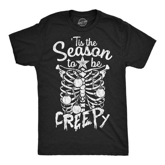 Mens Funny T Shirts Tis The Season to Be Creepy Sarcastic Christmas Graphic Novelty Tee for Men Graphic Tees
