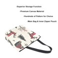 thumbnail image 3 of FORMRS Womens Canvas Tote Bag with Zipper Inner Pocket Shoulder Handbag, Beige Christmas Plaid, 3 of 7