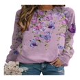 thumbnail image 1 of QJUHUNG Sweat-Shirt Décontracté à Manches Longues pour Femmes Papillon Imprimé Graphique Floral Pull Léger, 1 of 6
