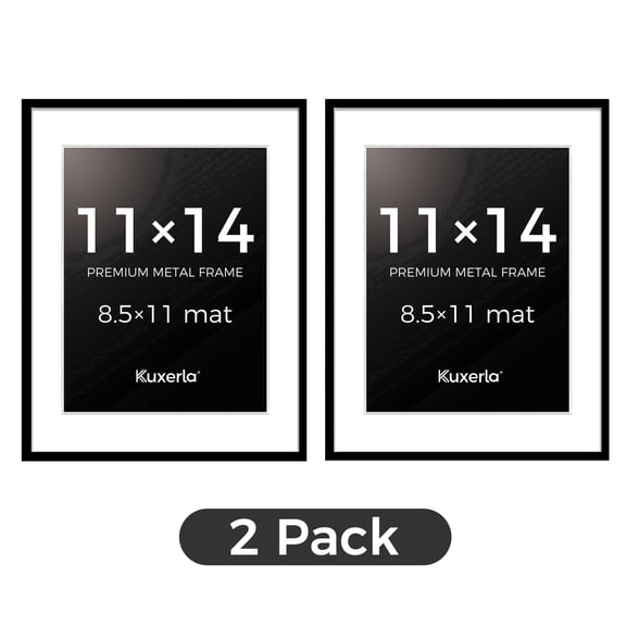 Kuxerla 2 Pack Picture Frame 11x14 Holds 8.5x11 Photos with Mat or 11x14 Photo Without Mat- Clear Acrylic Front and Mdf Back Panel, Black
