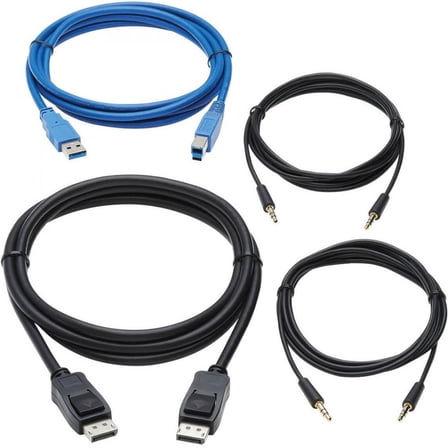 Eaton Tripp Lite Series DisplayPort KVM Cable Kit for B005-DPUA2-K and B005-DPUA4 KVM, 4K DP, USB 3.2, 3.5 mm, 10 ft. (3.1 m) - Tripp Lite P580-010 DisplayPort cable (M/M), 10 ft., U322-010 USB-A t...