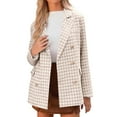 thumbnail image 2 of Sakmal Womens Blazers Beige Open Front Cardigan Jacket Long Sleeve Lapel Collar Ladies Blazer L, 2 of 5