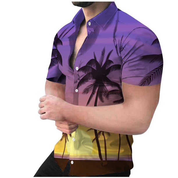 Camisa de playa hawaiana para hombre Camisa bohemia de verano Pompotops oipoqjl45191