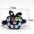 thumbnail image 2 of TK984 - IP Black(Ion Plating) Stainless Steel Ring with Top Grade Crystal  in Multi Color Size 6, 2 of 4