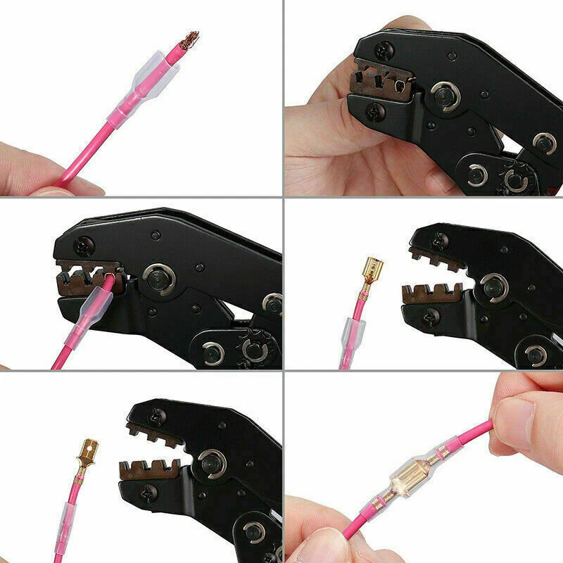 Insulated Ratchet Crimping Pliers Terminal Wire Cable Connector Crimper Tool