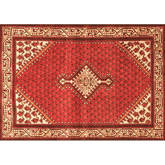 Ahgly Company Indoor Rectangle Medallion Orange Traditional Area Rugs, 6' x 9'