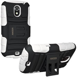 Ski Soft Shell ShockProof Dual Layer Case Soft Silicone Skin Hard Shell Stand Cover for Google GALAXY Nexus, Samsung GALAXY Nexus, Samsung GALAXY Nexus SCH-I515 L700 - Black/ White ()
