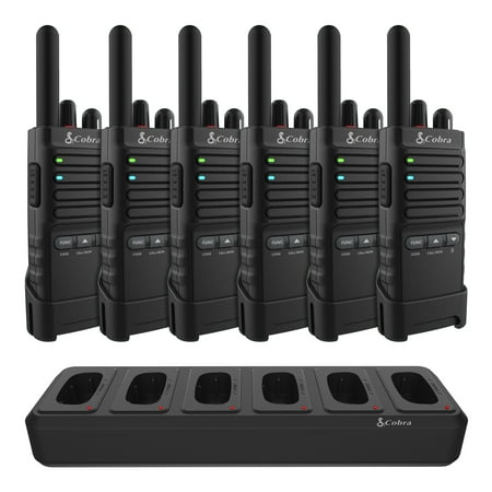 Cobra PX655 Pro Business 2W FRS Two-Way Radios (6-Pack) & Charging Dock, Business Walkie Talkies up to 300,000 Sq ft. & 25 Floors, 22 Channels, Unlimited Expandability