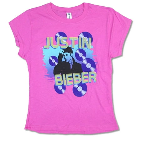 Justin Bieber Records Girls Youth Pink T Shirt