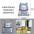 thumbnail image 3 of Sigee Cute Pig Flowers for Drawstring Zipper Backpack ,Waterproof, Durable, Lightweight Gym Bag for Sports, 3 of 5