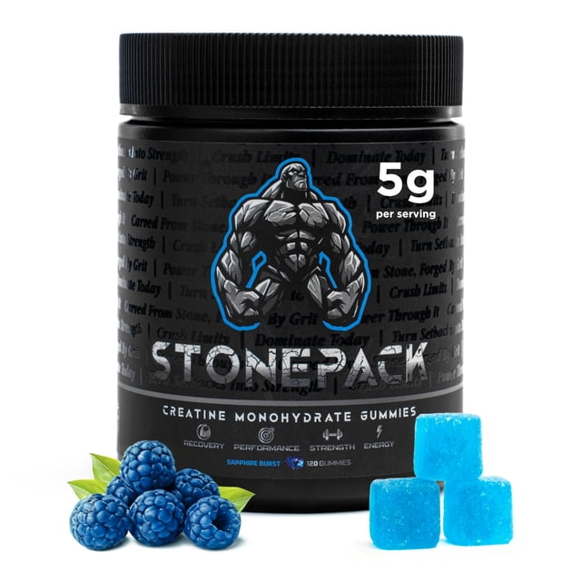 Gomitas de creatina STONEPACK 5 g B12 sin azúcar, veganas, 120 unidades