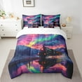 thumbnail image 2 of Vintage Train Comforter Set Colorful Starry Sky 7 Pieces Bedding Set Chil Train Transport Steam Engine Retro Full Bed In A Bag,Rail Vehicles Fitted Sheet Rustic Scenery Comforter, 2 of 5