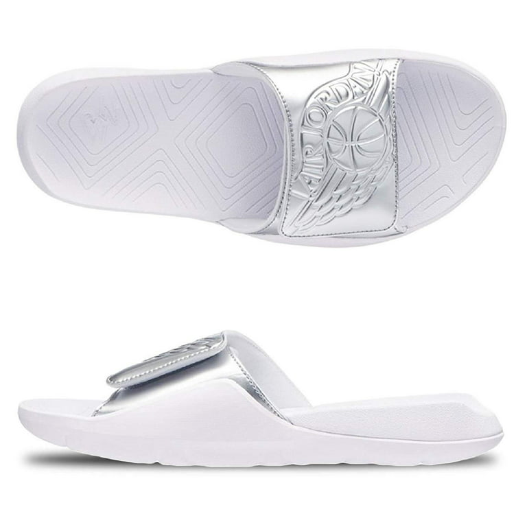 nike jordan hydro 7 slide sandals, d(m) us, white/metallic silver) - Walmart.com