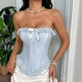 thumbnail image 2 of Women'S Bustier Tops Lace Bustier Tie Waist Shaper Tank Top Blue M, 2 of 8