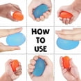 thumbnail image 5 of Paquete de 3 bolas de estrés con forma de huevo, bolas de rehabilitación para ejercicios de manos y dedos para mejorar el agarre de los dedos y aliviar el dolor de artritis (rojo, amarillo y azul), 5 of 5