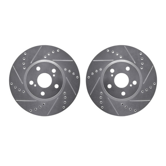 Dynamic Friction Company Front Brake Rotors-Drilled and Slotted-Silver 7002-76022