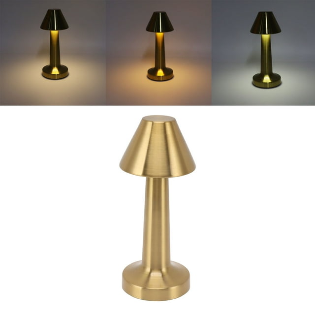 LED Table Lamp Stepless Dimming Rechargeable Cordless Bedside Light for Bedroom Study Metal Acrylic 3 Colors