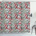thumbnail image 1 of Ambesonne Retro Shower Curtain, Colored Boho Flowers Leaf, 69"Wx75"L, Grey and Hot Pink, 1 of 3