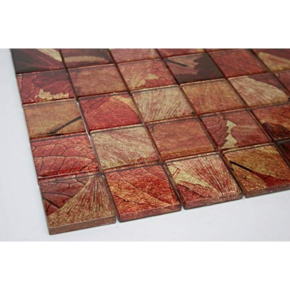 Summer - 2" x 2" Red, Gold & Brown Glass Tile