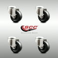 thumbnail image 2 of 3.5 Inch 316SS Hard Rubber Wheel Swivel Bolt Hole Caster Set Service Caster, 2 of 2
