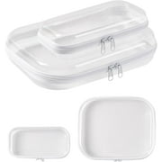 2PCS Hard Zipper Case,Clear Plastic Storage Box,Clear Hard Shell Zipper Case,Portable Item Storage Box,Travel Organizer Box for Cosmetics,Stationery