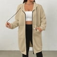 thumbnail image 2 of RYRJJ Zip Up Hoodies for Women Long Sleeve Oversized Tunic Sweatshirts Casual Waffle Long Hooded Jackets Outwear with Pockets(Khaki,XXL), 2 of 5