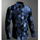 thumbnail image 1 of Camisa para hombre con diseño abstracto de arte colorido y bloques de color para uso diario, otoño e invierno, manga larga con puños, color morado, 2024, 1 of 6
