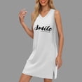 thumbnail image 1 of WILLBEST Vestidos De Verano Para Mujer, Belleza, Con Escote En V, Color Sólido, Sin Mangas, Abertura, Suelto Y Cómodo, Vestido De Playa Con Estampado De Letras, 1 of 3