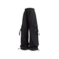 thumbnail image 3 of Daiosportswear Cargo Pants Women Baggy High Waisted Parachute with Pockets Wide Leg Y2K,Pants for Women Black XXL(XXL), 3 of 5