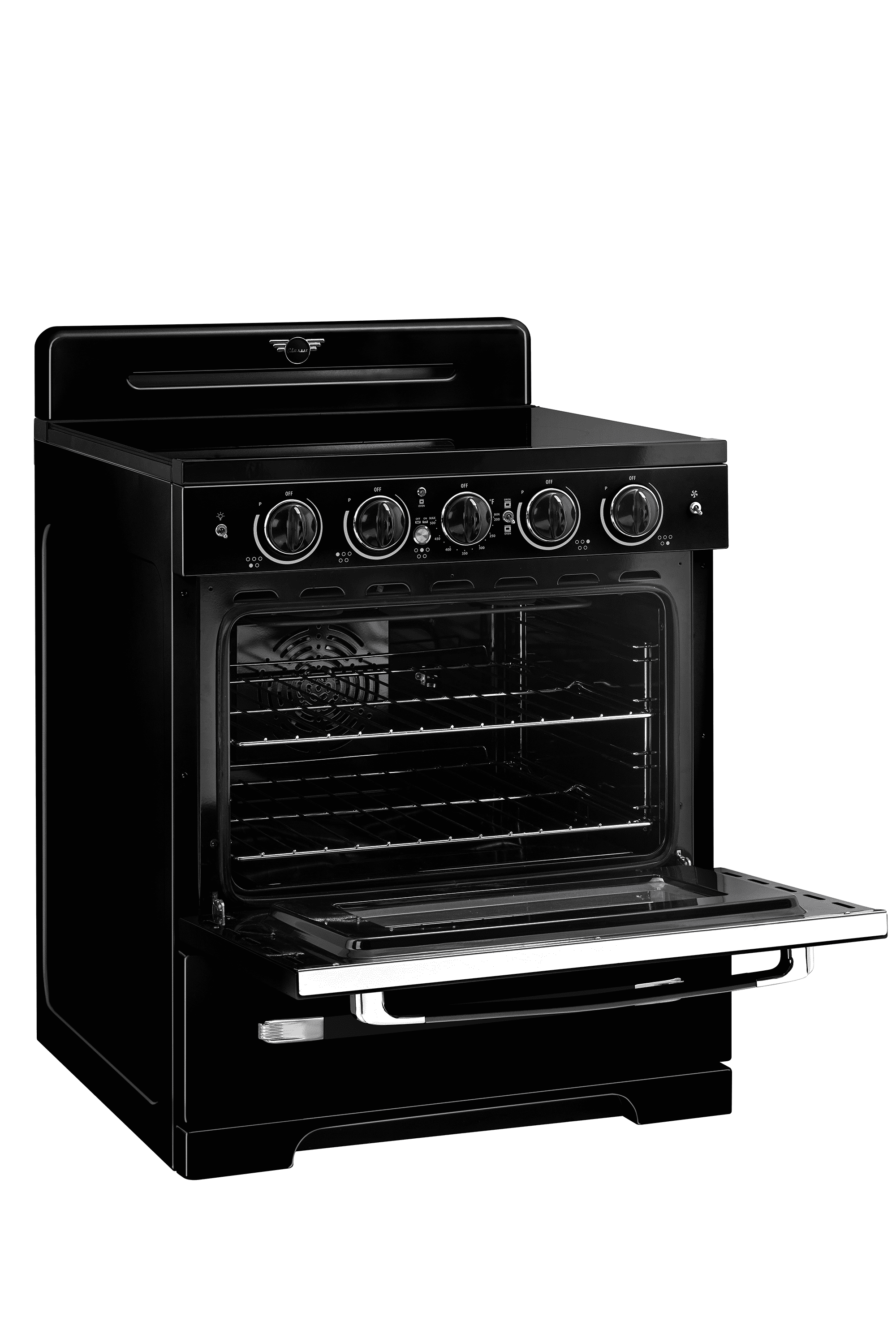 Unique 30' Classic Retro Induction Range, Midnight Black