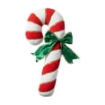 thumbnail image 2 of Cififendec Christmas Candy Cane Shaped Throw Pillow, 15.75", Striped Plush Cushion with Green Bow for Xmas Sofa Fireplace Mantel Decor Layout, 2 of 6