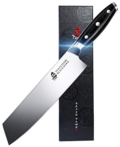 TUO Kiritsuke Knife - 8 inch Kiritsuke Chef Knife - Japanese Vegetable Meat Knife - German HC Steel - Full Tang Pakkawood Handle - BLACK HAWK SERIES with Gift Box