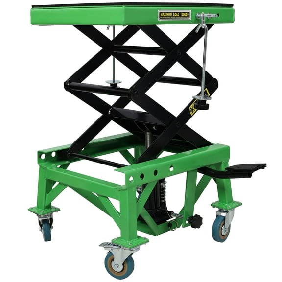 Versatile Hydraulic Motorcycle Scissor Jack Lift with Non-Slip Rubber Surface and Lockable Casters