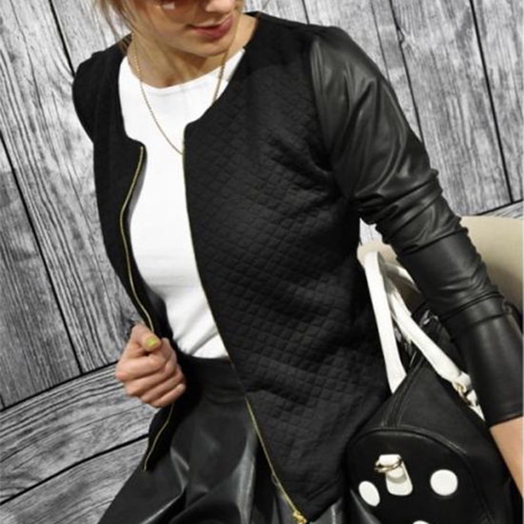 Leather sleeve parka sales