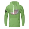 thumbnail image 2 of July 4th Men's Athletic Hoodies Baggy American Flag Graphic Activewear Sweatshirt Men Long Sleeve Pullover Kangaroo Pocket Green M, 2 of 4