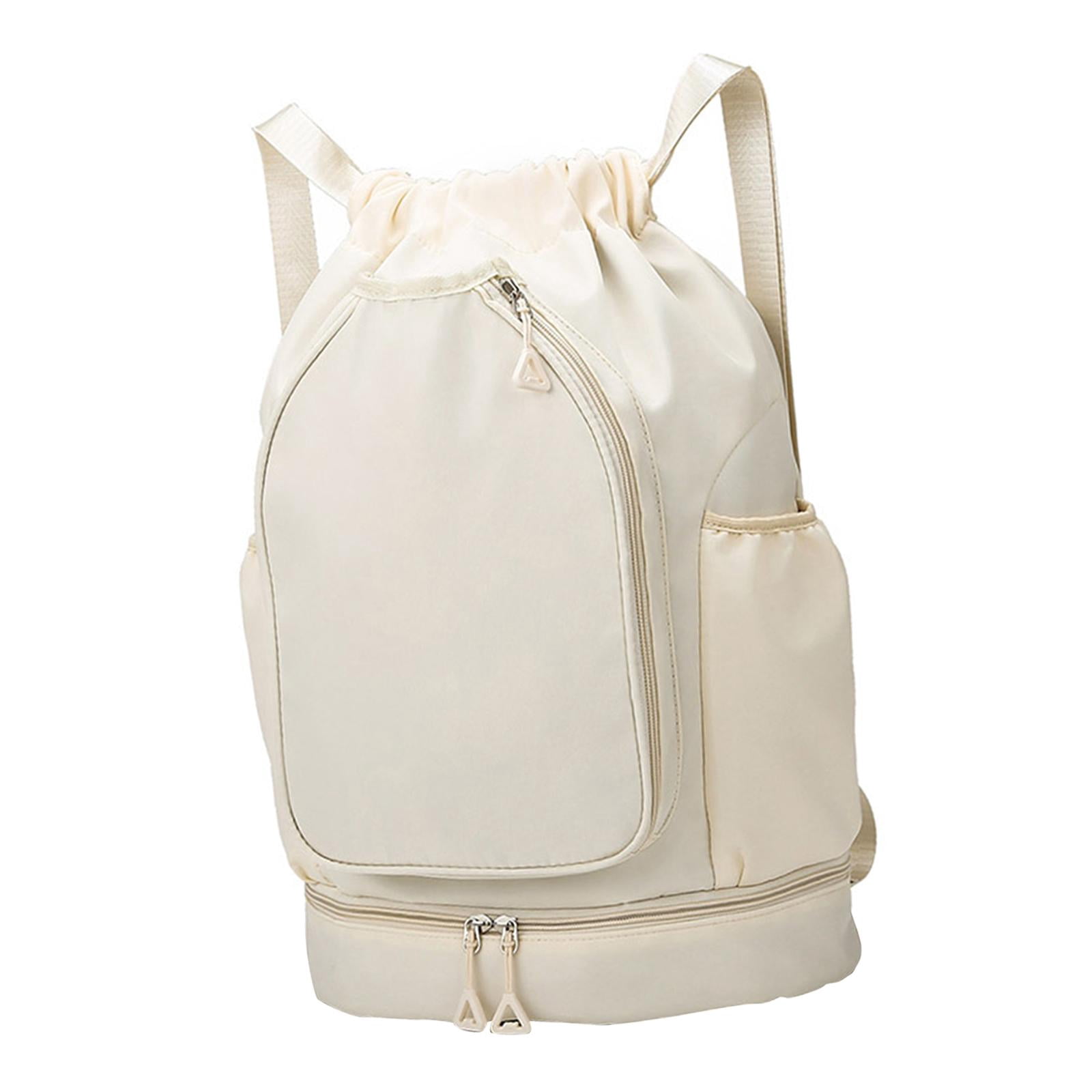 QccHieUs Tennis Backpack Badminton Racket Bag Drawstring Handbag Shoulder Bag for Outdoor Beige