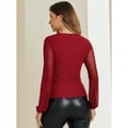 thumbnail image 3 of DARING DIVA Women's Long Sleeve Slim Fit Dressy Casual Wrap Tops XL Dark Red, 3 of 6