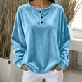 thumbnail image 2 of Velvet Tops for Women 2026 Long Sleeve Shirts Casual Loose Fit Velour Pullover Tee Shirts Soft Comfy Warm Lightweight Basic Tops by Yigetop Sky Blue S, 2 of 6