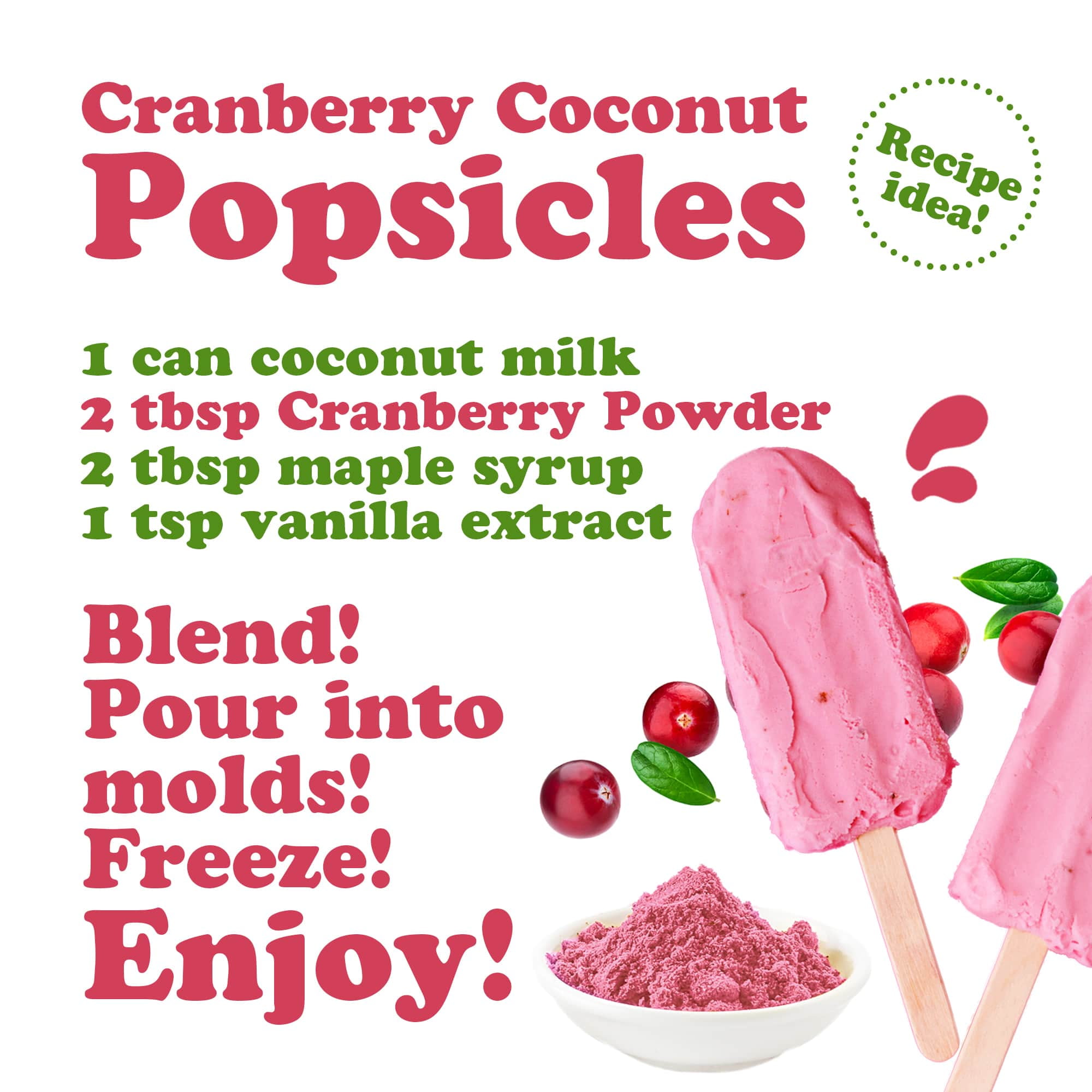 Cranberry Juice Powder, 2 Pounds – Spray-Dried Powder Made from Whole Fruits – by Food to Live