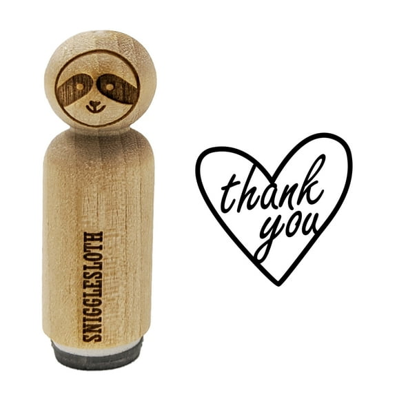 Thank You in Heart Rubber Stamp for Scrapbooking Crafting Stamping - Mini 1/2 Inch