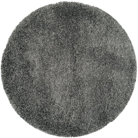 SAFAVIEH California Plush Solid Shag Area Rug, Dark Grey, 3' x 3' Round