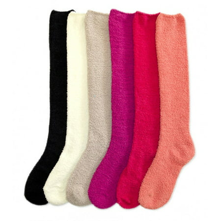 AllTopBargains - 12 Pairs Women Girl Long Socks Knee High Cozy Fuzzy ...