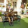 thumbnail image 2 of Nifao Kids Reading a Book on a Bench Bronze Statue – Home Decor Sculpture, 23"L x 38"W x 37"H, 2 of 12
