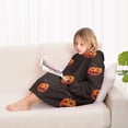 thumbnail image 4 of Black Halloween Pumpkins Blanket Hoodies for Kids 6-13YR Oversize Wearable Blanket Hoodies for Boys Girls Teens, 4 of 7