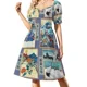 thumbnail image 2 of Vestido de manga corta con diseño de diana de tiro con arco y diseño clásico redondo para mujer., 2 of 7